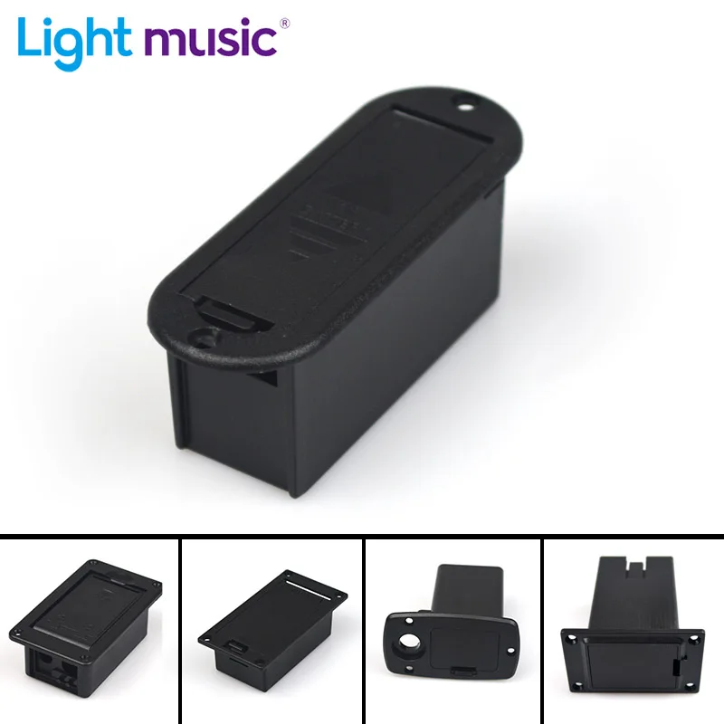 Guitar Parts 9V Battery Case Holder Cover Box for Acoustic Guitar Bass Pickup Black of 1pcs