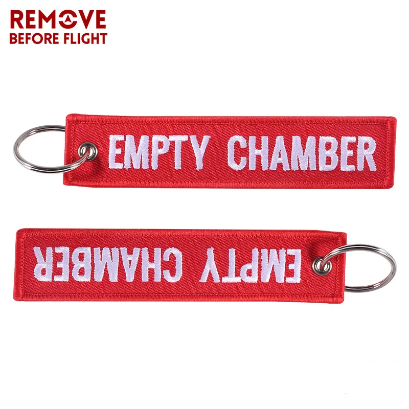 2 PCS Empty Chamber Keychain For Fire Fighter Gift Promotion Christmas Keychains Luggage Tag Embroidery Crew Orange Key Fob