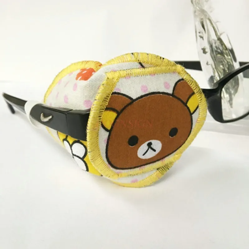 Brown bear amblyopia goggles for single eye correction children full cover eye cover handmade pure cotton summer light and three