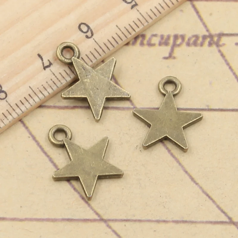 30pcs Charms Star 16x13mm Tibetan Bronze Silver Color Pendants Antique Jewelry Making DIY Handmade Craft