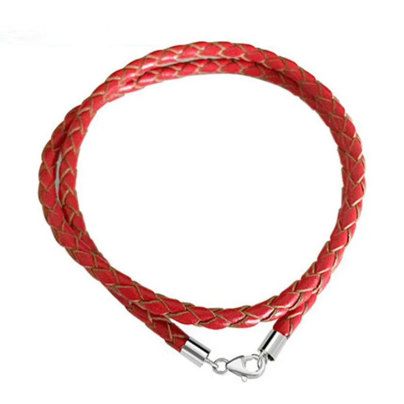 3mm 4mm Black Leather Cord Necklace Braided PU Rope Lace Chain with Stainless Steel Clasp for DIY Necklaces Jewelry Findings