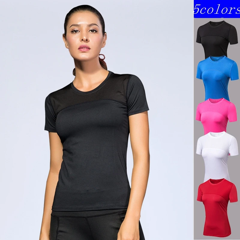 New Sport Running T Shirt for Women Dry Quick Gym Yoga Shirt Ladies Fitness Short Sleeve T-shirt Jogging Running Tops