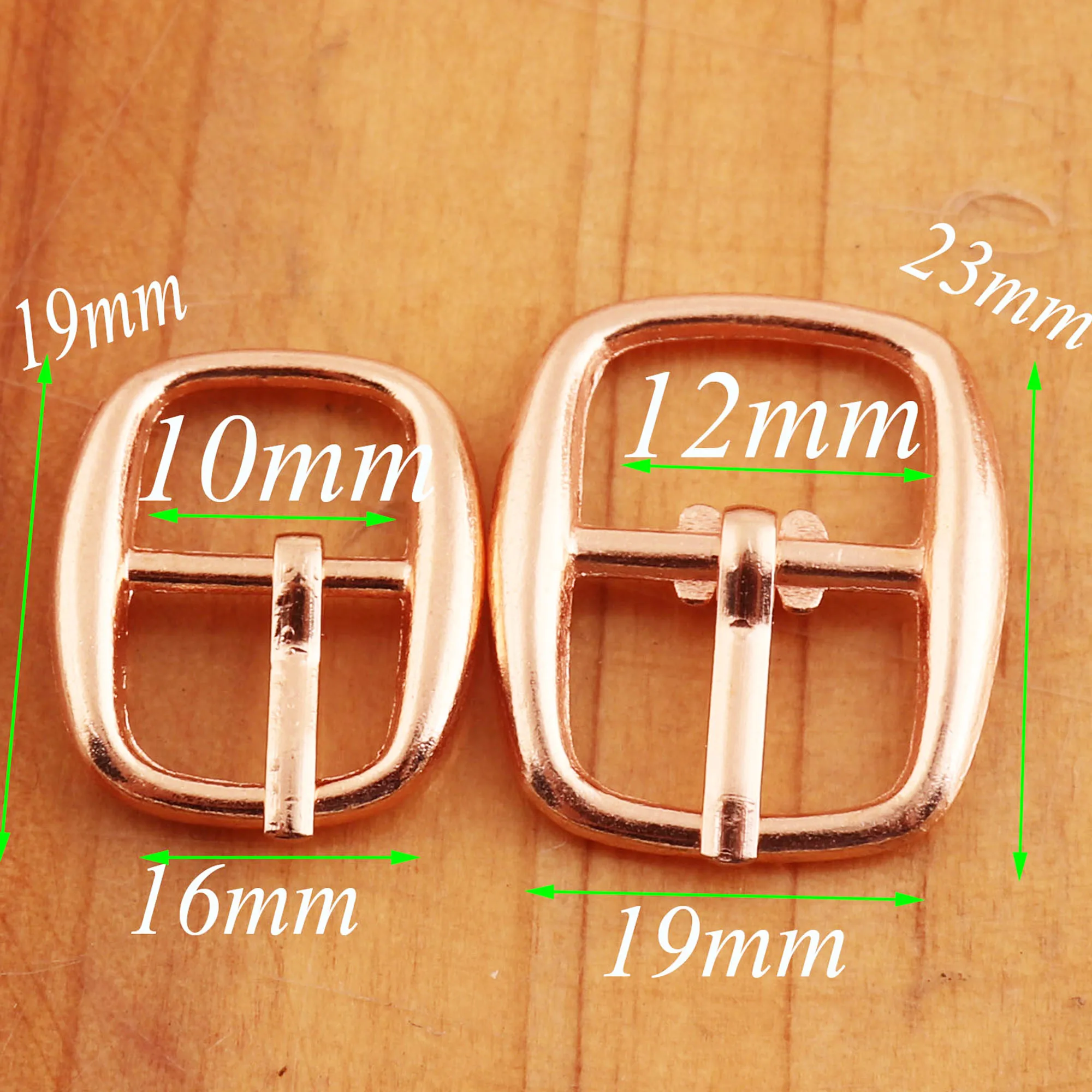 100 Pcs Metal Rose Gold Center Bar Buckle Slide Belt Strap Fasteners Adjuster Purse Shoe Bag Adjustable Buckles 10 mm/12mm