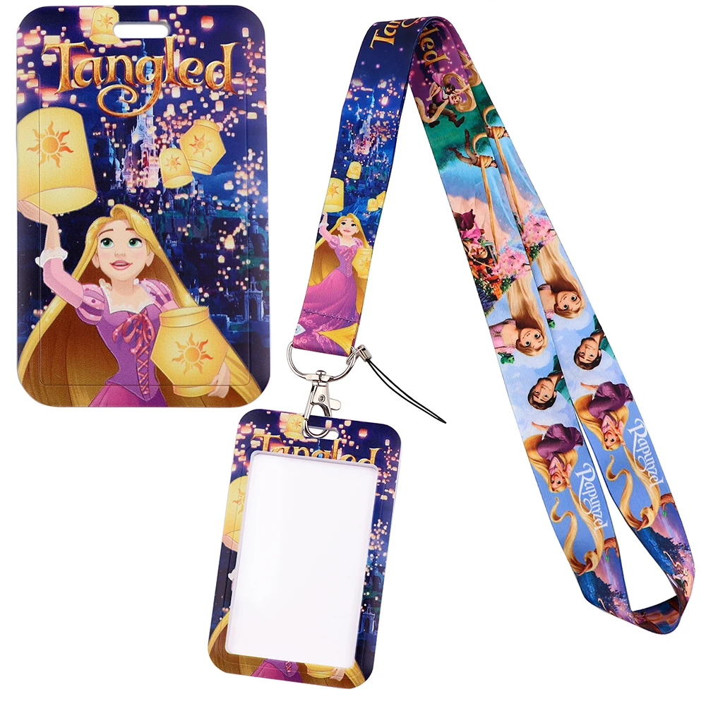 YQ348 Rapunzel cordino aggrovigliato collana corda per telefono ID chiave Campus Card Badge Holder cartone animato tracolla portachiavi Lariat