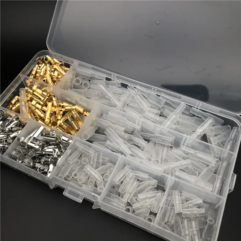 3.9mm(4.0) Bullet Connectors Kit Brass Male Female Terminals Insulation Cover for Motorcycle Motorbike Car Truck Scooter Boats