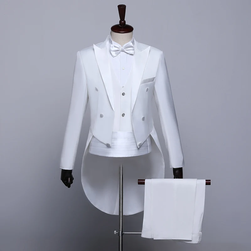 Men\'S Tuxedo Ballroom Dance Stage Performance Suit Magician Jacket Chorus Conductor Host Costume Men Nightclub Full Dress DL5279