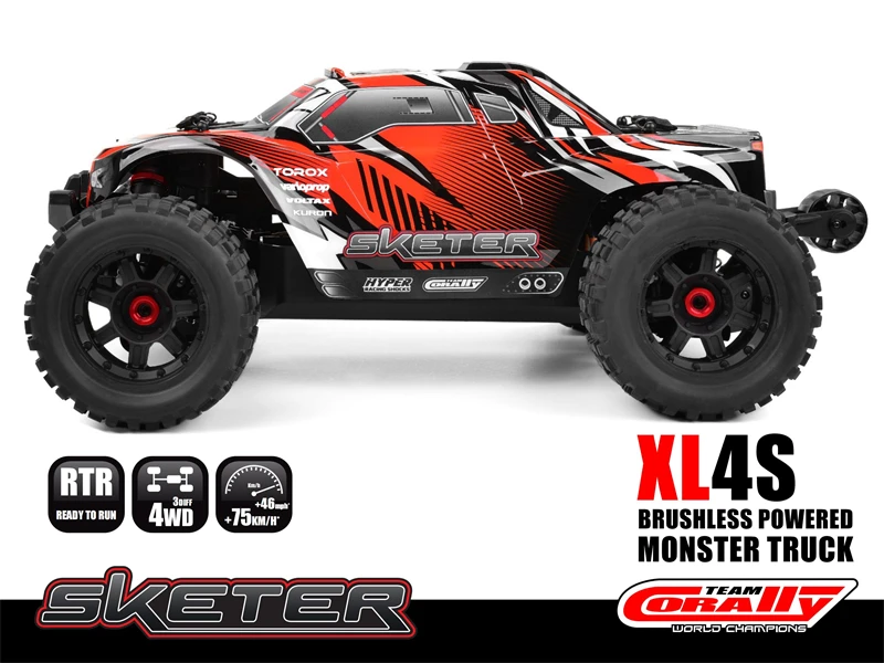 NEW Team corally Sketer XL4S RTR 1/10 Monster truck EP 25kg servo 125A ESC 40mm motore violento Brushless RC car