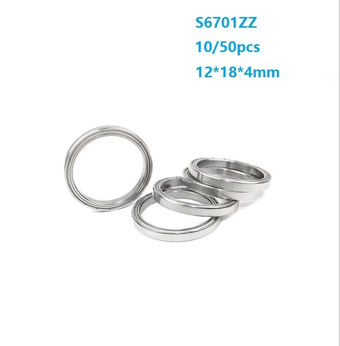 

10/50pcs S6701ZZ S6701 ZZ 12x18x4mm stainless steel ball bearings Deep Groove Ball bearing 12*18*4mm 6701 6701ZZ