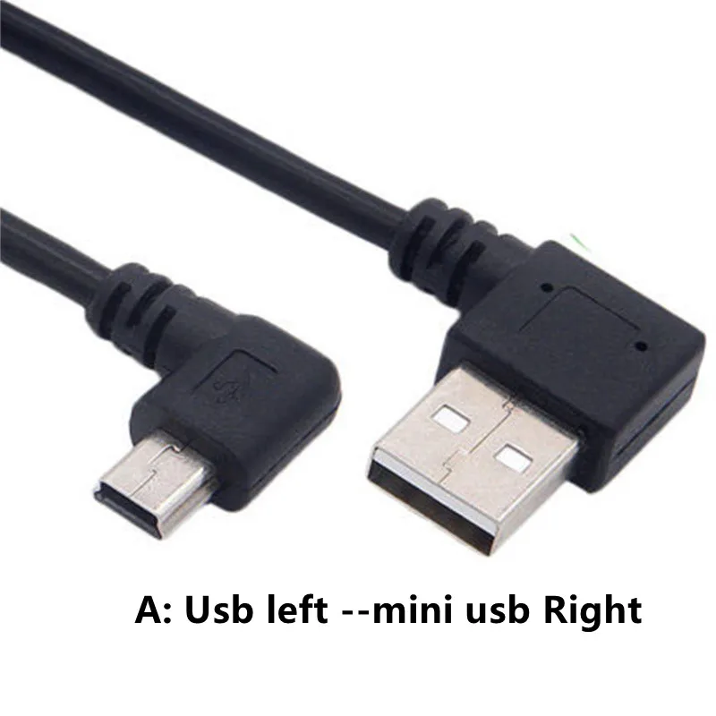 Mini USB Cable Right Angle 90 Male to Male USB to USB Cable Sync Data Charge 0.2m