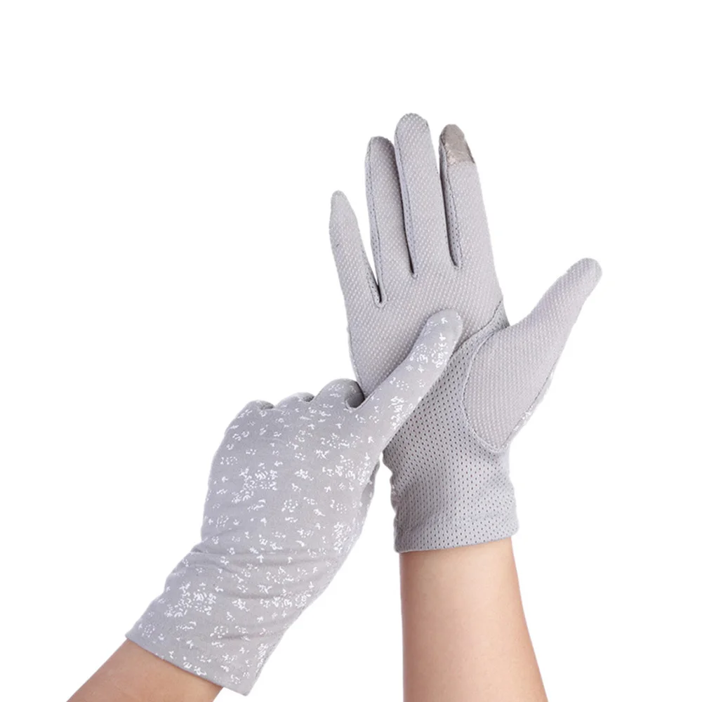 Gants d'été antidérapants pour écran tactile, taille unique, courts en coton, protection contre les UV purs, protection solaire élastique