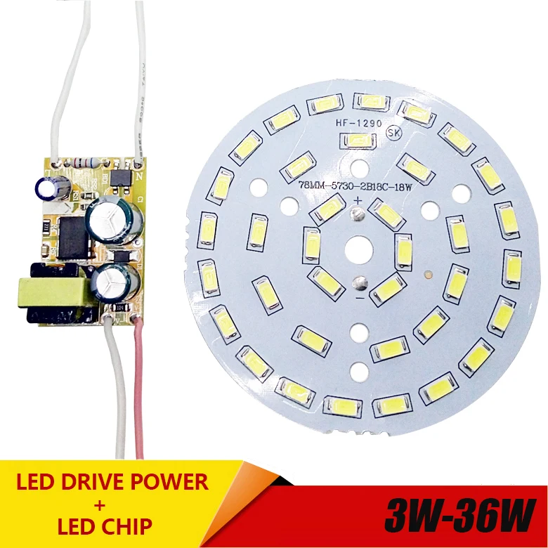 3W 7W 12W 18W 24W 36W 5730 SMD Light Board Led Lamp Panel For Ceiling + AC 100-265V LED power supply driver