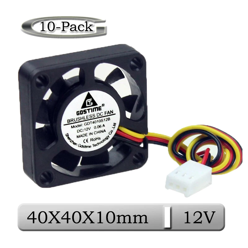 

10 Pcs/Lot Gdstime 12V 40x40x10mm 4010 9 Blades 3Pin FG Function Brushless DC Cooling Fan 40mm 40mmx10mm 4cm 3D Printer Cooler