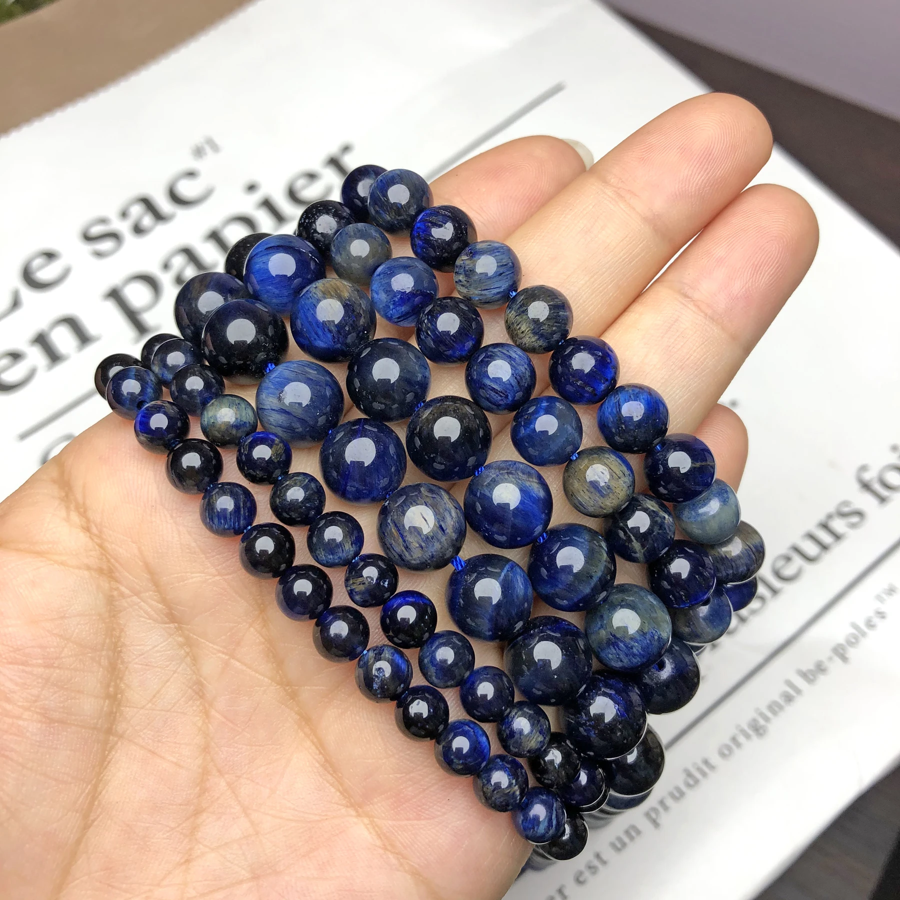 AAA+ Natural Stone Blue Kyanite Bicolor Tiger Eye Beads Round Loose Spacer Gem Beads For Jewelry Making DIY Necklace Bracelet