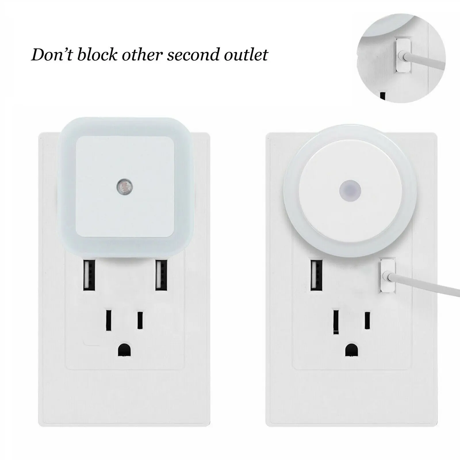 Mini Bonito Wall Plug-in LED Night Light, Sensor Automático, Lâmpada de Cabeceira, Quarto, Quarto de Criança, Corredor, Corredor, Escada, UE, EUA,