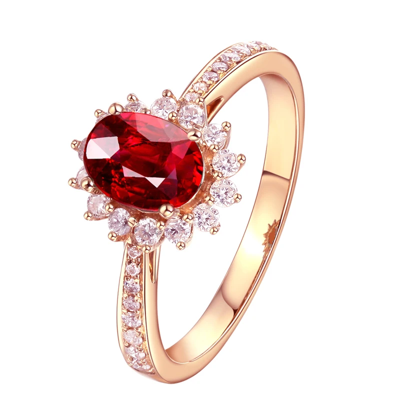 9K Gold ring Lab Created 2ct Ruby and Moissanite Diamond Ring With national certificate Ru-013