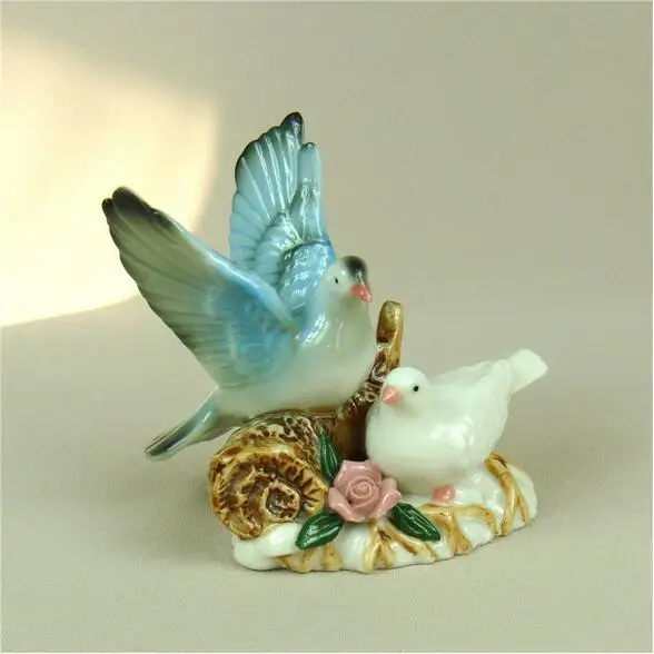 Hand Painted Porcelain Bird Figurines | Rustic Bird Figurines, Home Decor Art and Craft Ornament Accessories