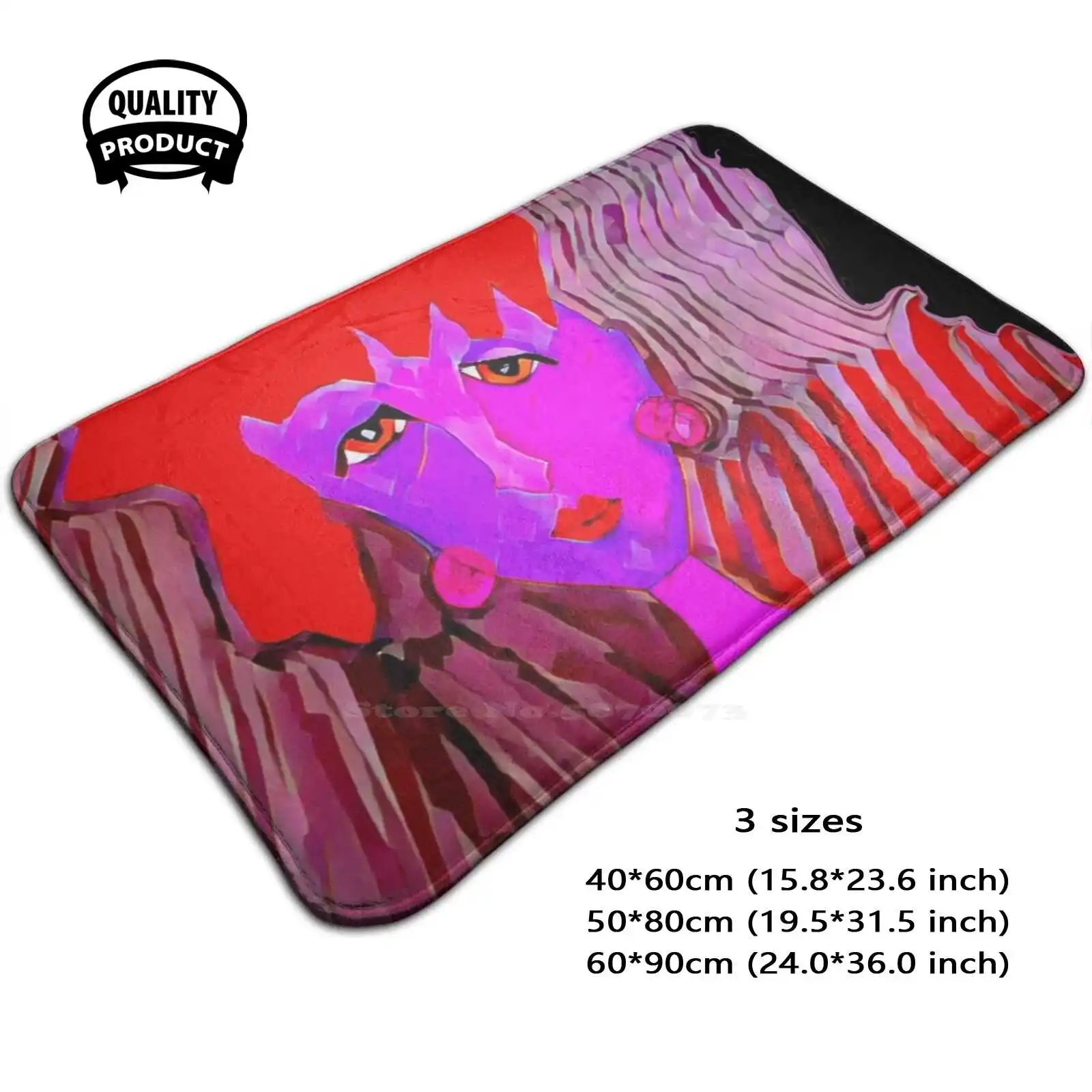 I'M Soft Cushion Home Carpet Door Mat Car Rug Stream Consciousness Pink Lady Red Lady