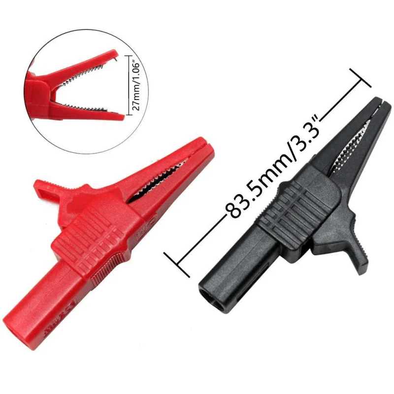 1pair red+black CATIII 1000V 32A crocodile clips full insulated copper alligator clip test lead for fluke megger