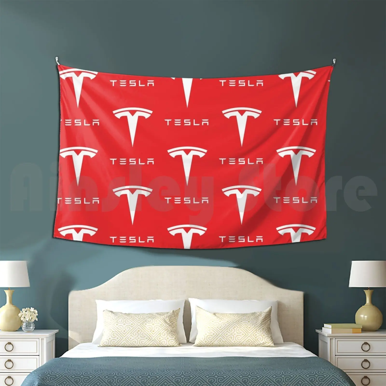 Tesla Customized Tapestry Tesla Logo Model 3 Spacex Space Elon Musk Roadster