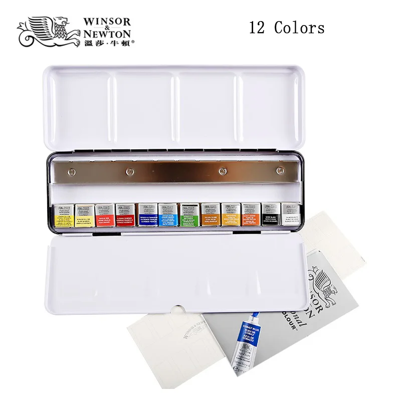 

Winsor&Newton professional solid WaterColor Pigment 12/24 colors iron box made in France