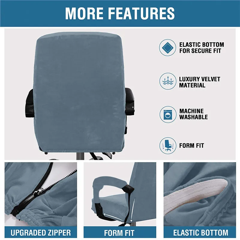 Silver-Fox Velvet Elastic Chair Cover Thickened Internet Cafe Cinema Armchair Case Plush Office Staff Computer Swivel Seat Cover