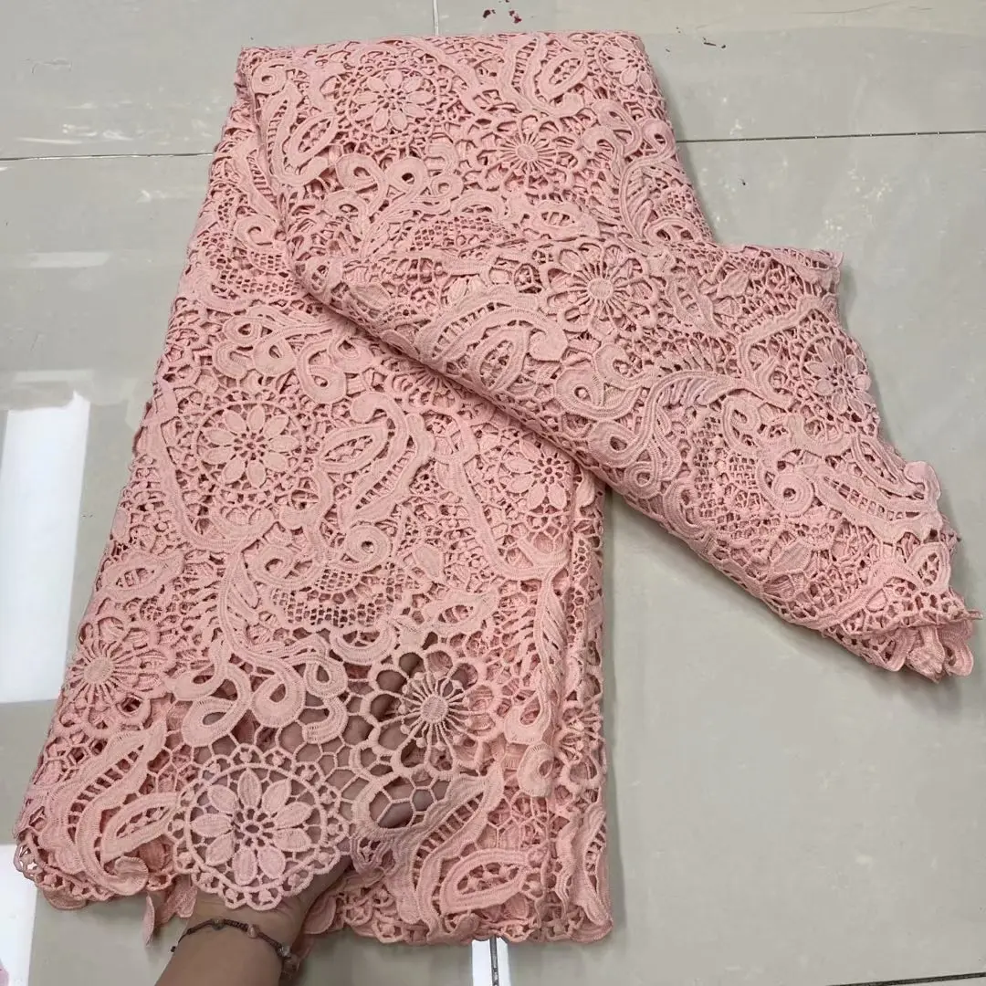 High Quality Burgundy African Lace Fabric Water soluble French Tulle Lace Fabric 2021 Latest Arrival Hot Sale 5 Yards For Dress