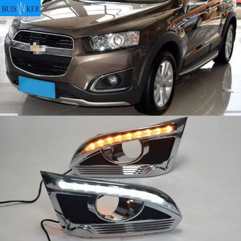 

2pcs For Chevrolet Chevy Captiva 2014 2015 2016 DRL Daytime Running Lights fog lamp cover with turn siganl