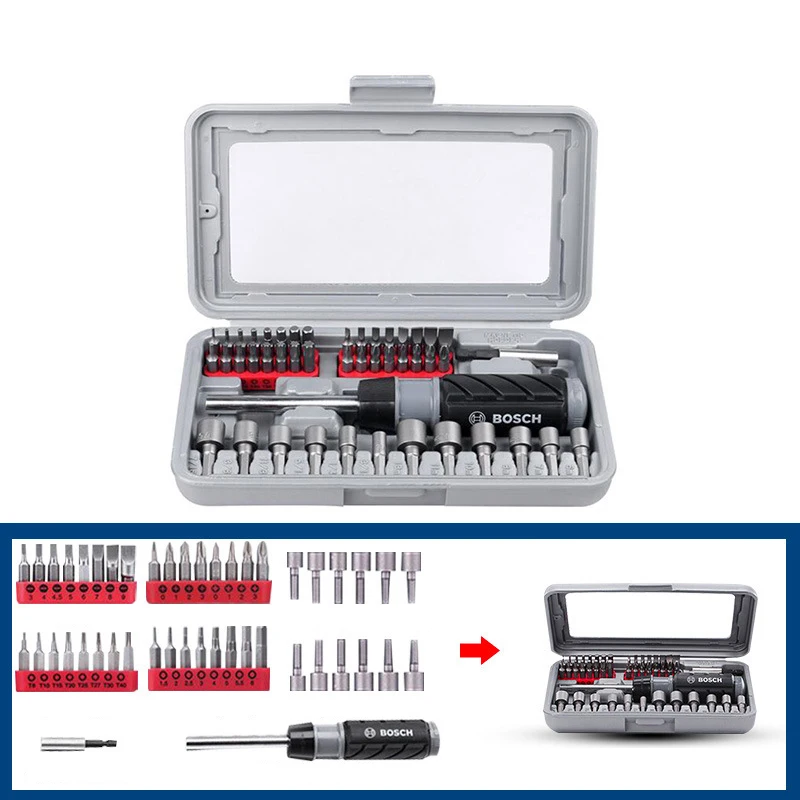 

NSDTC-01 Multifunction Chrome Vanadium Steel 46 Pieces Ratchet Hex Socket Phillips Imported Screwdriver Bit Combination Tool Kit