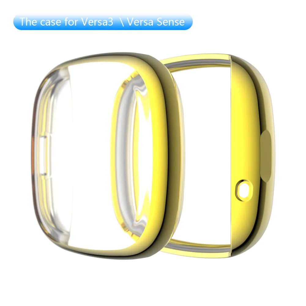 BEHUA Soft Tpu Case for Fitbit versa 3 / Sense Waterproof Watch cases Cover Screen Protector Full Waterproof Protective Shell