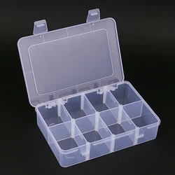 Caja de almacenamiento de plástico con compartimentos ajustables de 8 rejillas, estuche organizador de exhibición, contenedor de joyería, pendientes, cuentas, tornillo