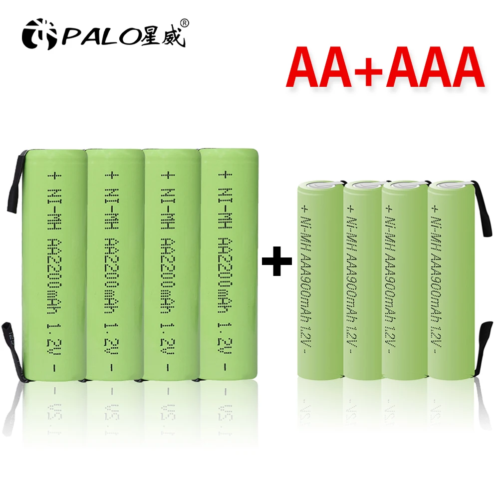 

1.2V AA + AAA Rechargeable Battery Ni-MH Nimh Cell Green Shell with Welding Tabs for Toothbrush Electric Shaver Razor