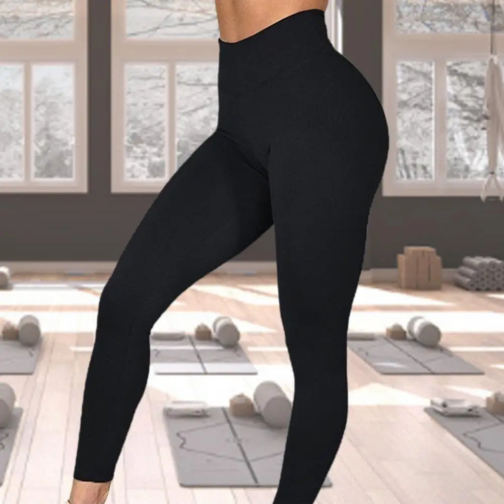 Dames Effen Kleur Hoge Taille Heup Lift Skinny Yoga Gym Legging Broek Broek Panty Yoga