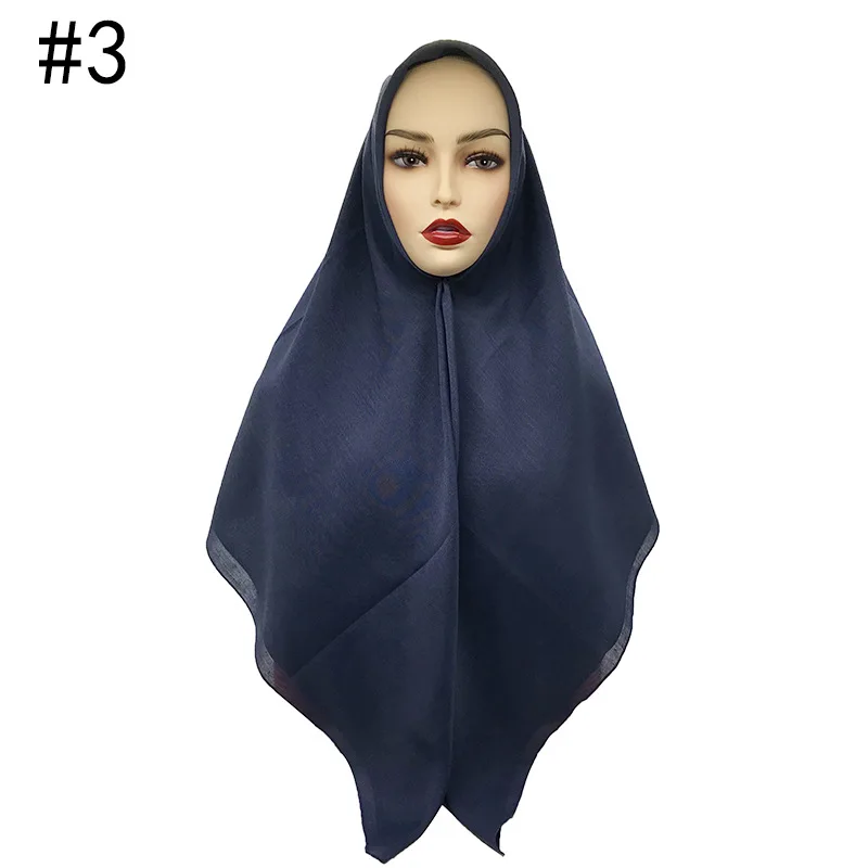 High Quality Malaysian Ladies Hijab Scarf Solid Color Cotton Oversize Square Scarf Muslim Shawls and Wraps Hijabs Foulard Femme