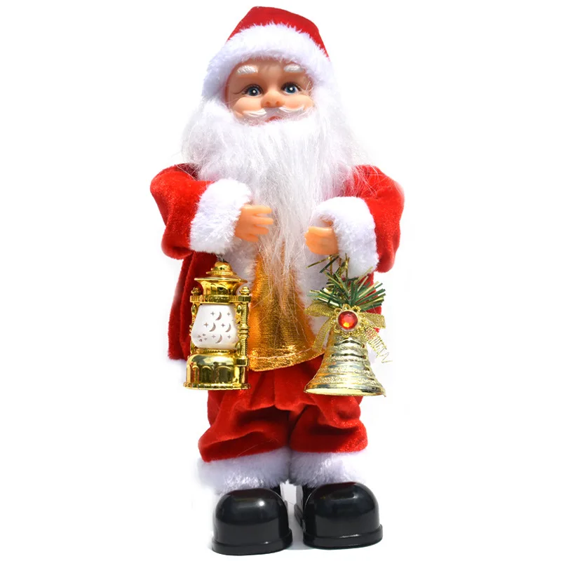 2022 New Arrivals Christmas Stuffed Santa Claus Toys with Jingle Bell & Lamp Best for Children Christmas Gift