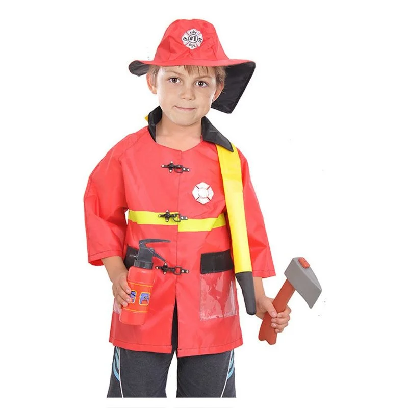 Kids Firefighter Costumes Baby Boys Clothing Set Halloween Party Cosplay Roleplay Fireman Costumes for Teenager Boys