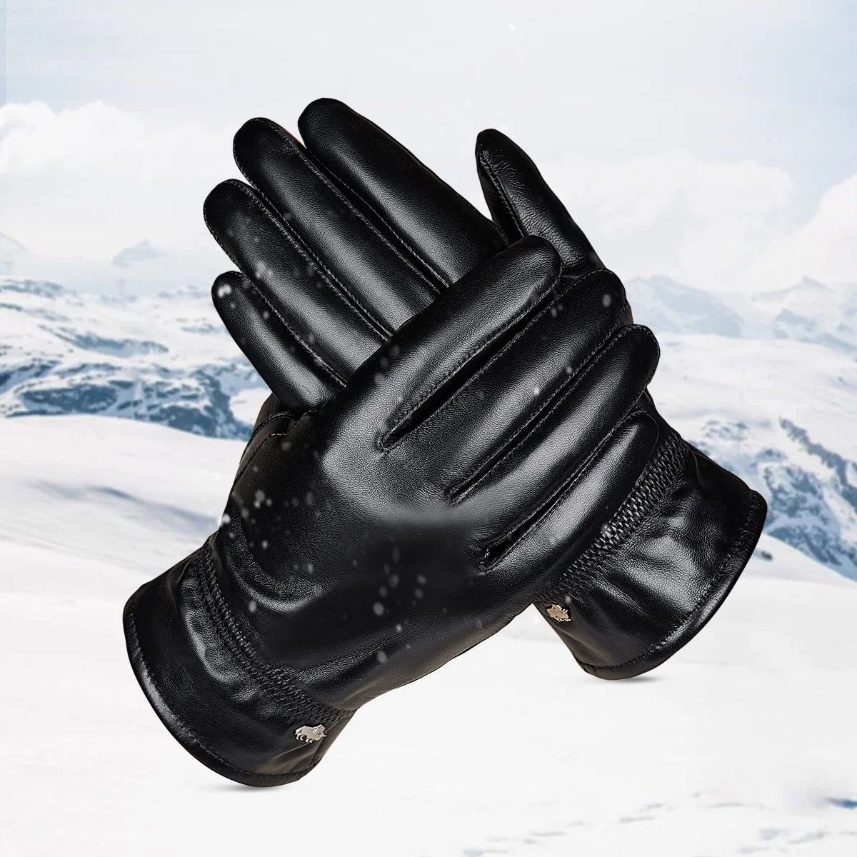 BISON DENIM  Genuine Leather Sheepskin Winter Men\'s Gloves Warm Fleece Driving Cycling Touch Screen Gloves Best Gift For Men