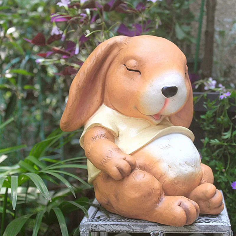 

NEW Vintage Outdoor The Garden Scenery Yard To Ground Decoration Resin Fake Cartoon Rabbit Statue Home Cute Animals Ornaments