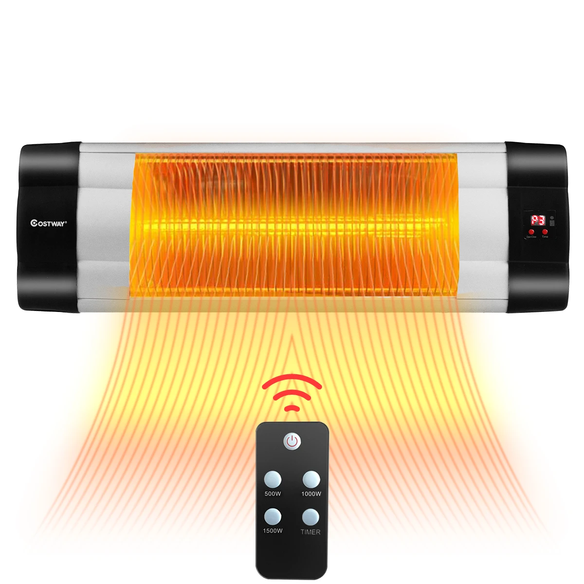 

Costway 1500W Infrared Patio Heater Remote Control 24H Timer