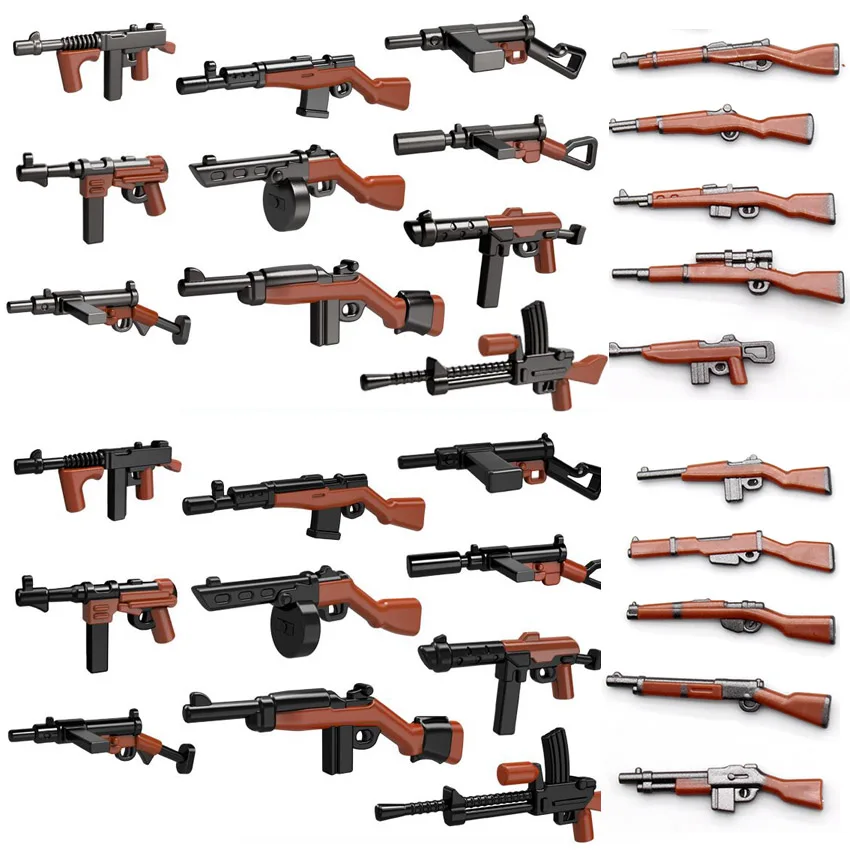 Bloques de construcción de armas de soldado militar de la Segunda Guerra Mundial, piezas de figuras de fuerza especial, Rifle de pistola, modelo 98k, Mini ladrillos, Juguetes