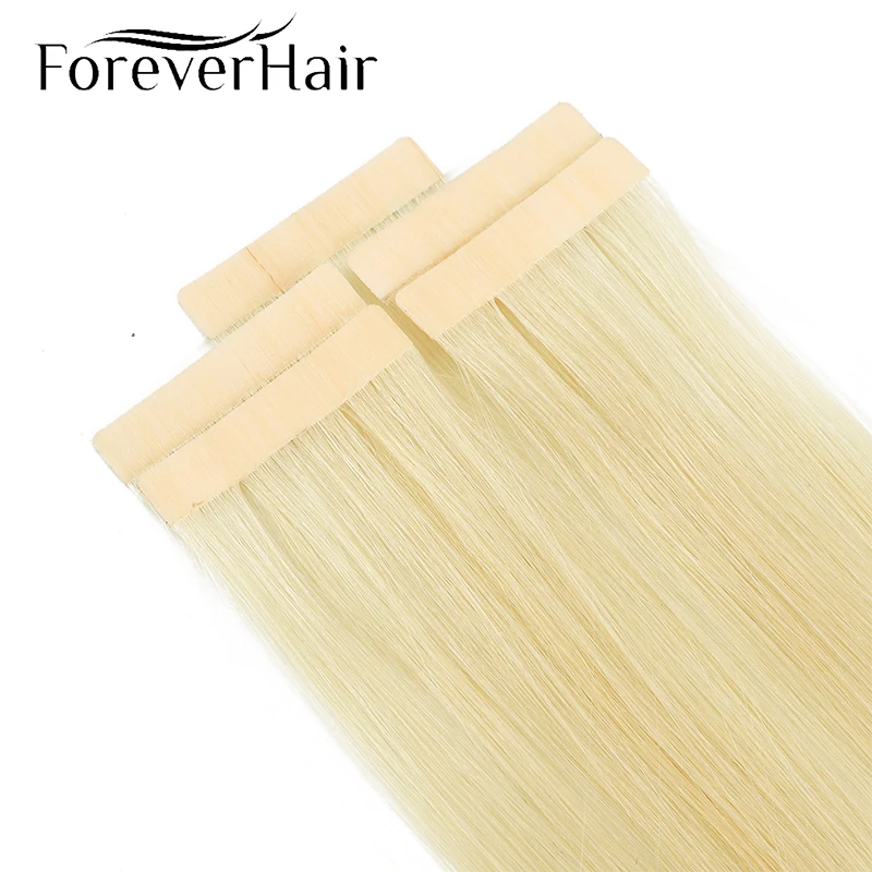 FOREVER HAIR 100% Real Remy Tape In Human Hair Extensions Seamless Skin Weft 18" 5 Pcs Only Silky Straight For European Salon