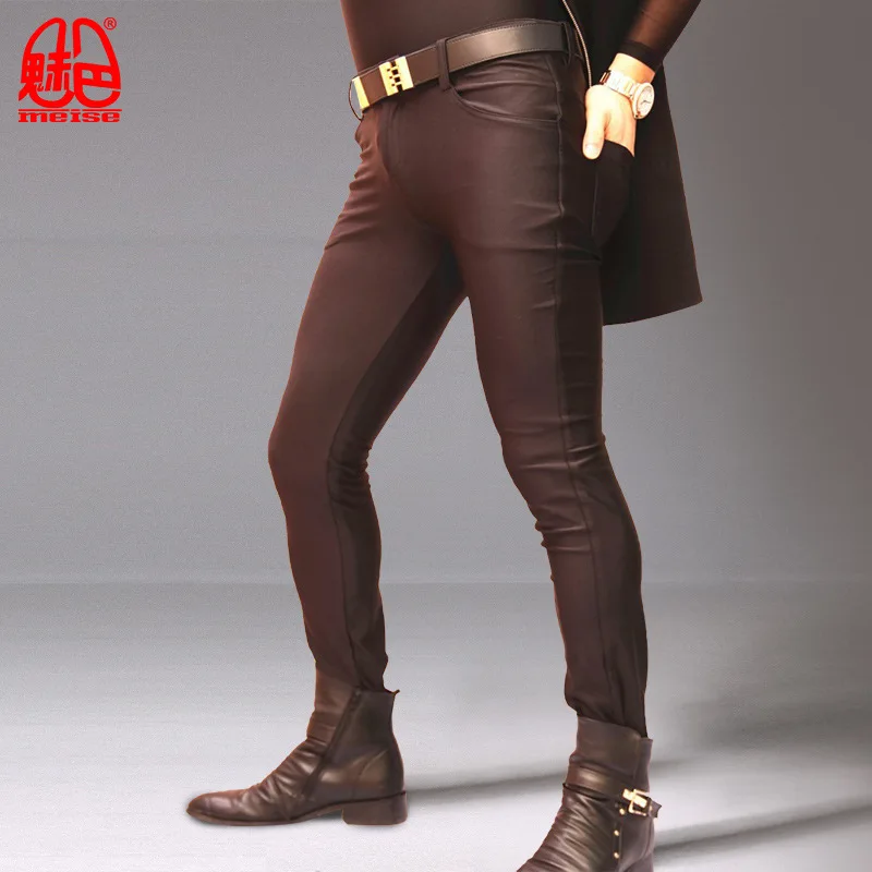 Sexy Man Skinny Jeans Pencil Pants Leggings Nightclub Tight Trousers Mercerizing Elastic Fibre Close-Fitting Small Leg Pantalons