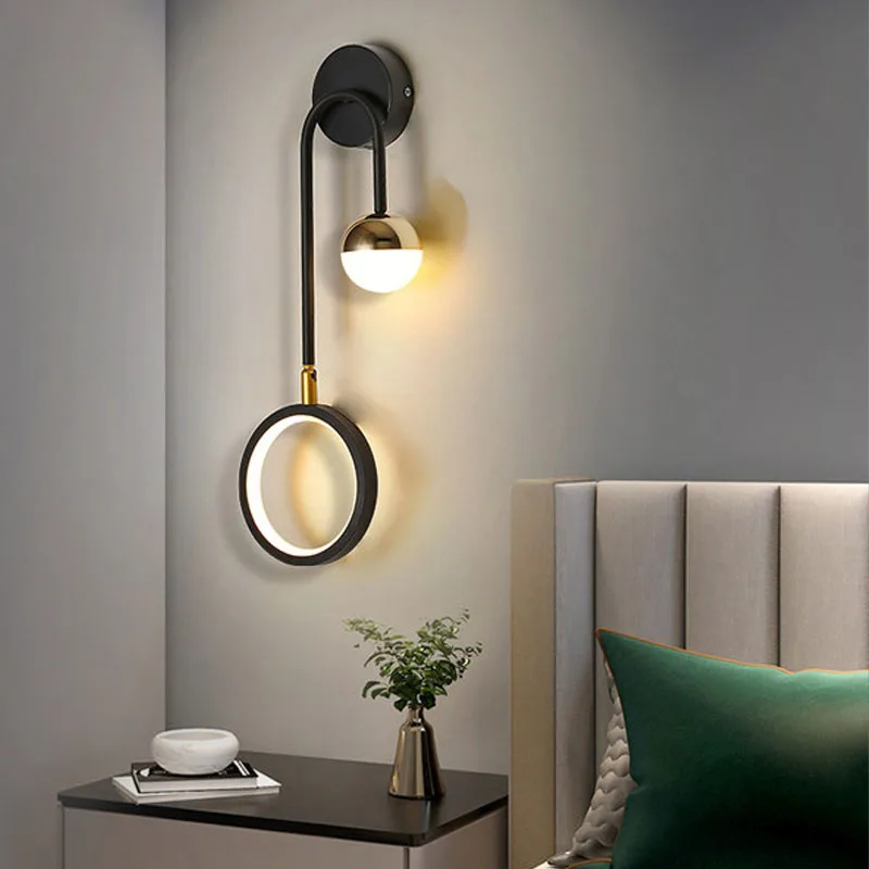 

Modern light luxury bedroom bedside lamp Nordic living room simple creative aisle corridor background wall lamp