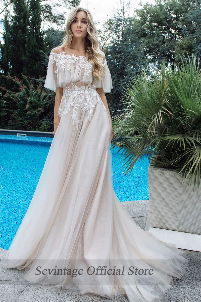 Abiti da sposa Boho con maniche a cappuccio vintage 2021 abito da sposa con Applique in pizzo Illusion Back abiti da sposa principessa taglie forti