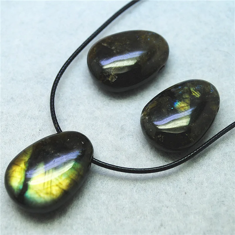 2PC Nature Labradorite Necklace Shinny Flash For Women Party Wearring Good For Your Showing Unique Jewelry 30X22MM