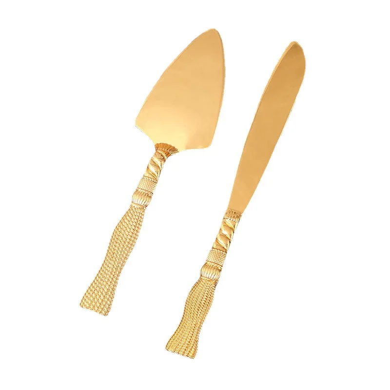 

American style, exquisite handle, restaurant, western food, tableware, cake, pizza, western knife and shovel combination.