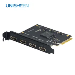 UNISHEEN Recorder 1080p OBS Vmix Wirecast Streaming 4 Channel 60fps Quad HDMI SDI Broadcast PCI Express HD Video Capture Card