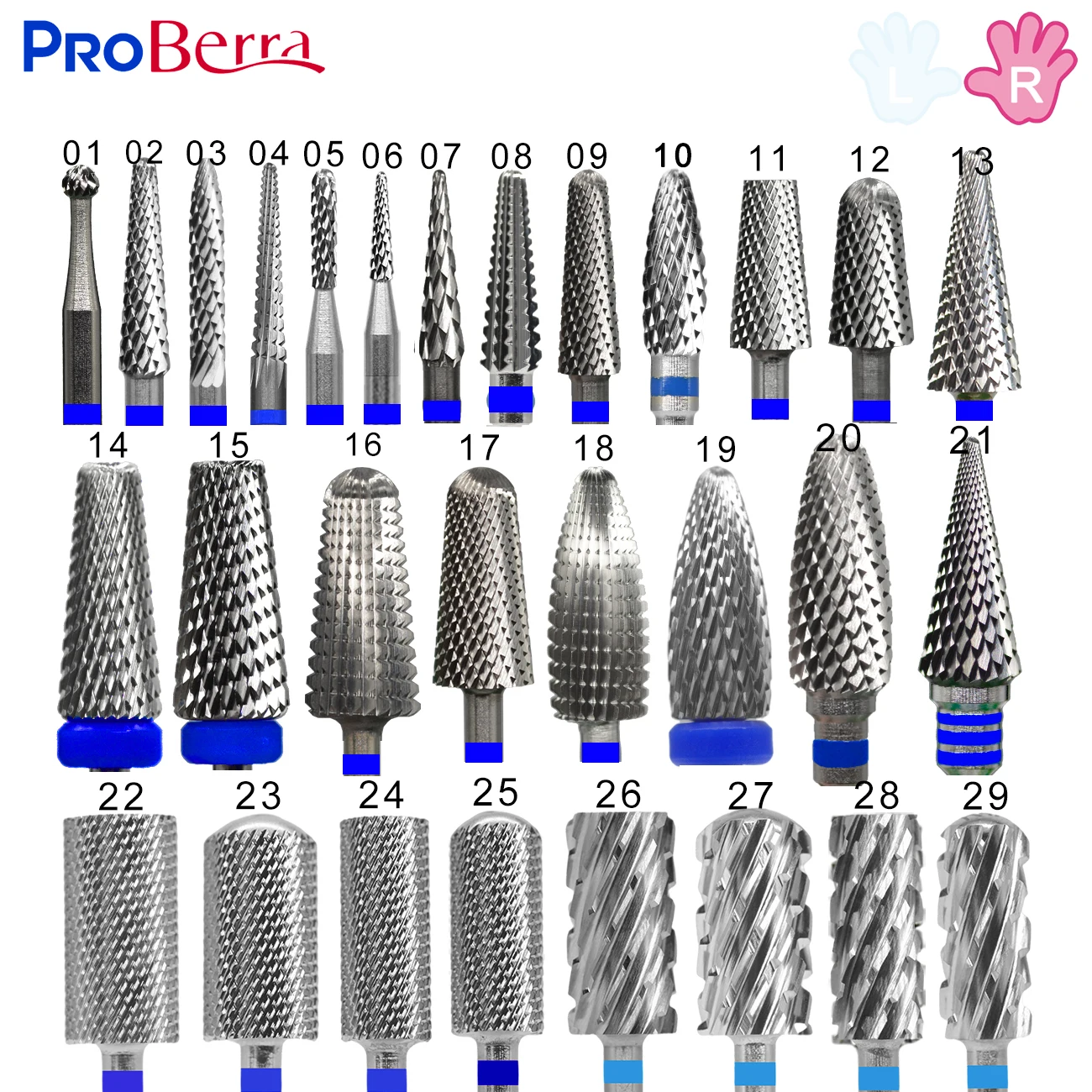 RolinStar Right Hand promotion type Carbide Tungsten barrel stable shank  Accessories Cutter pedicure nail milling drill bits