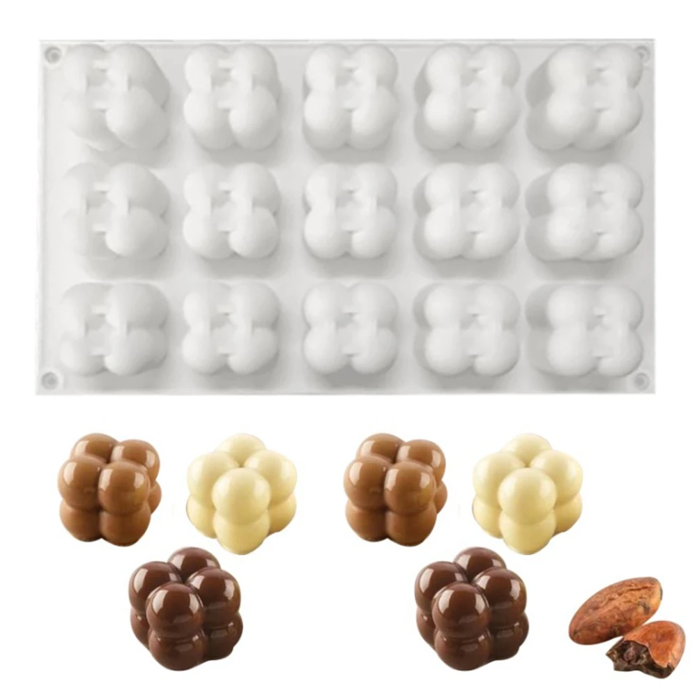 15 Cavity 3D Rubik's Cube Silicone Mold Round Ball Cake Mousse Mold Candle Mould Cake Decorating Tools Cake Tools