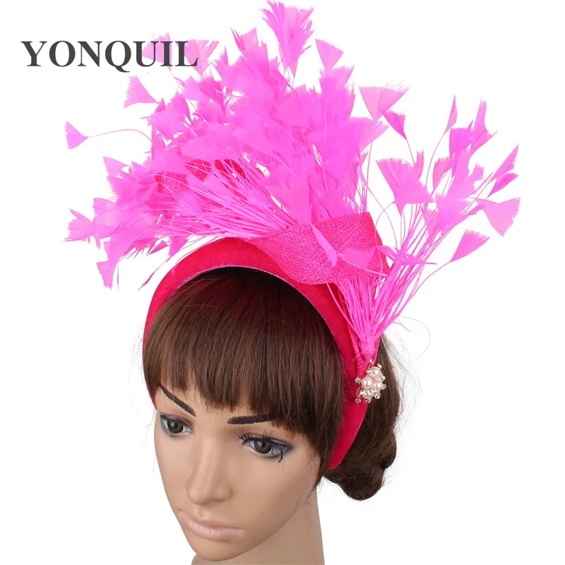 Elegant Women Millinery Party Wedding Headband Ladies Fascinator Feather Accessories Bridal Headwear Fancy Fashion Hair Band