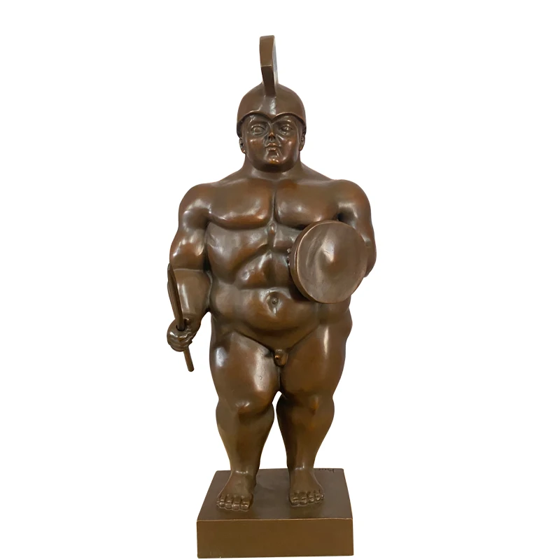 ArtsHom Bronze Art Decor Famous Bronze Botero Warrior Statue Sculpture Fat Soilder Bronze Figurines For Home Decoration